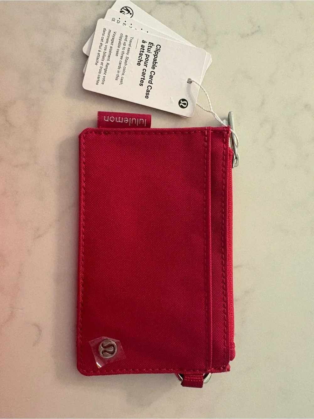 lululemon athletica Red Clippable Card Case with Zip and Clip
